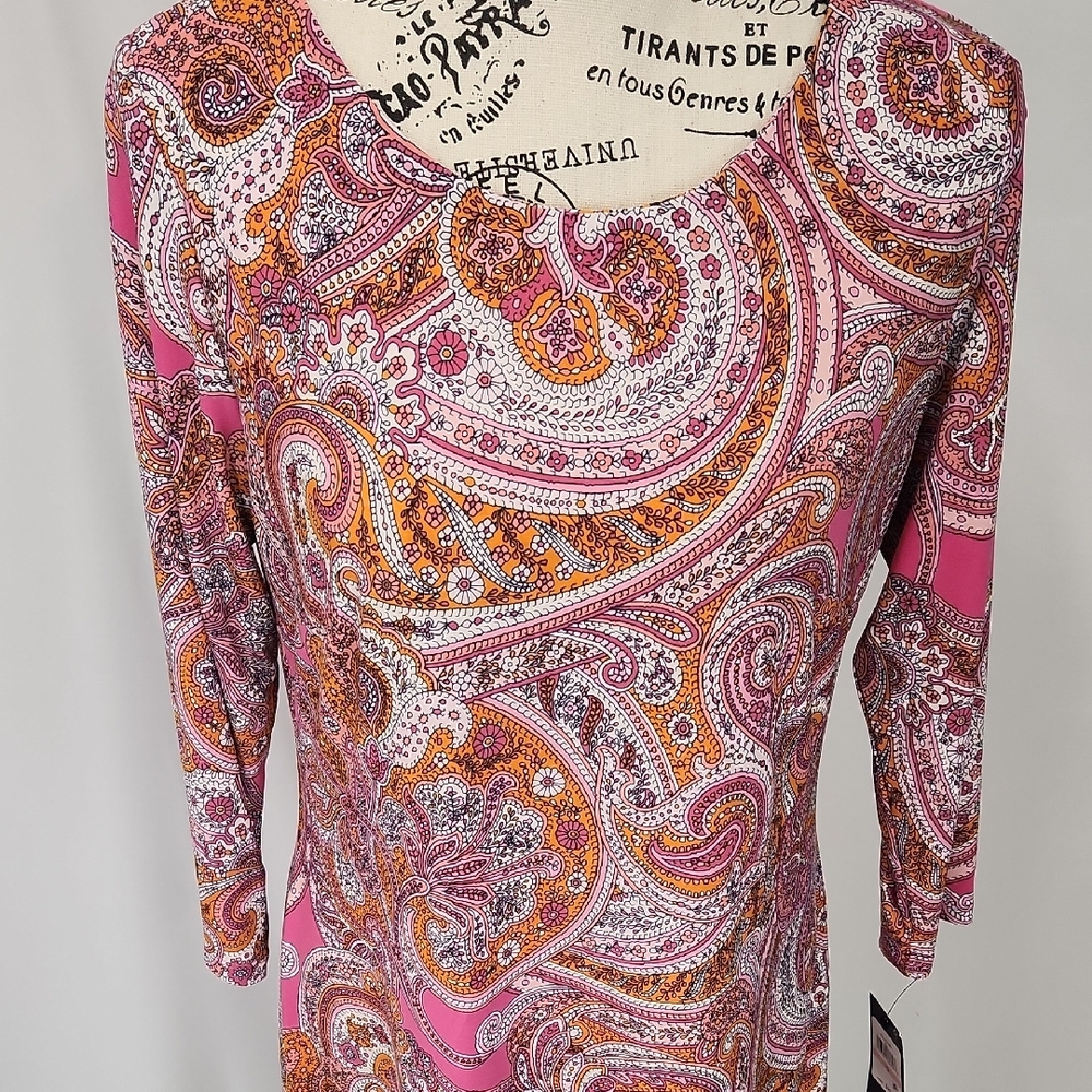 NWT Tommy Hilfiger Paisley Print Pink Dress, size 10 - Picture 2 of 10